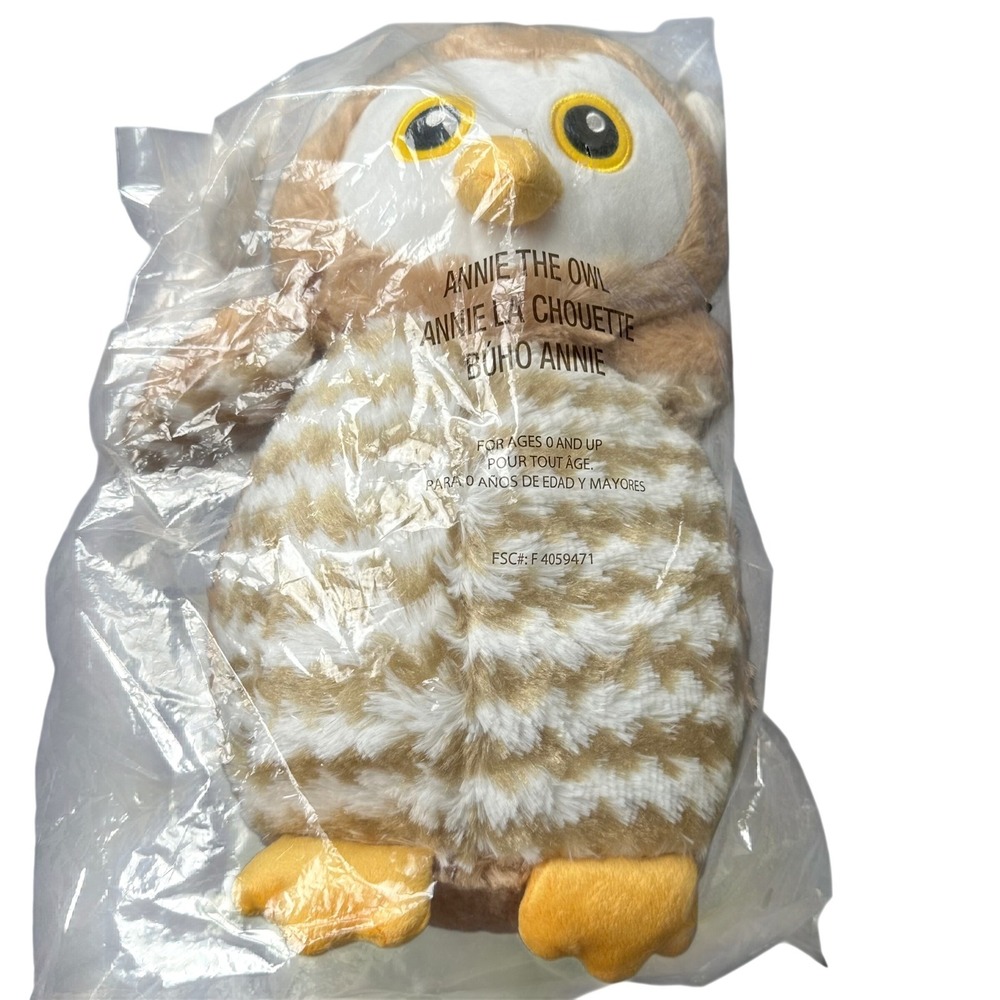Avon Annie the Owl Plush Stuffed Animal Tan White Chevron 2016 New in Bag